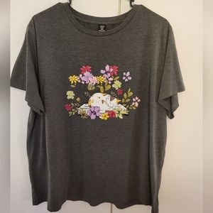Cat and Flowers Graphic Tee